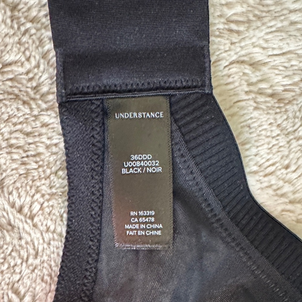 NWT Understance Black Full-Cup Support Bra with Mesh Accents 36DDD/F - Picture 7 of 8